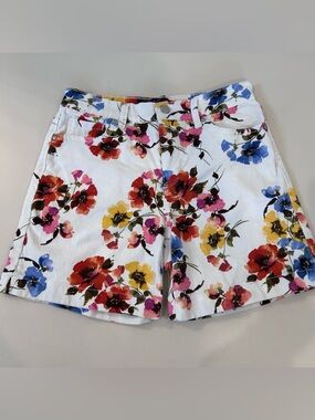 Gloria Vanderbilt White Floral Jean Shorts with Multicolor Blooms